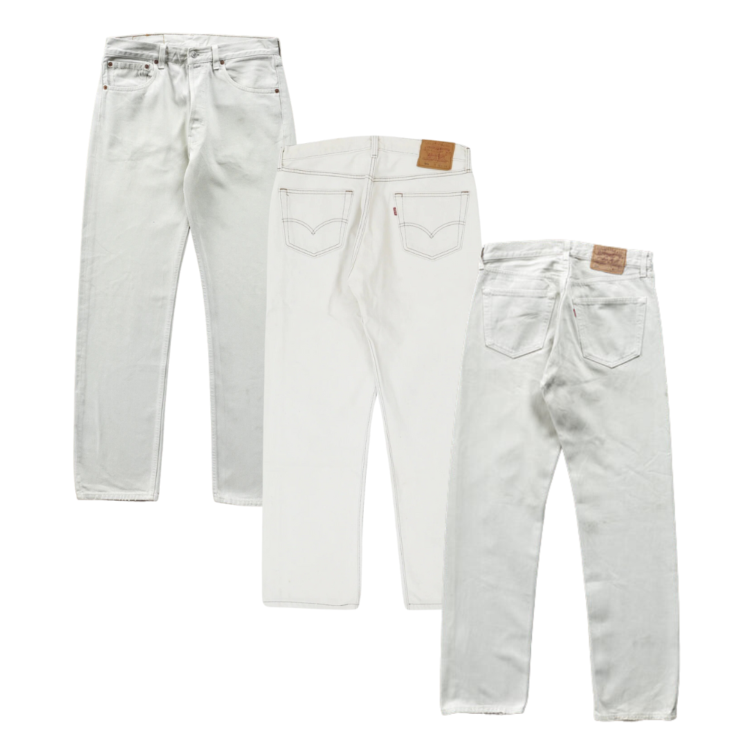 50x LEVI'S 501 WHITE DENIM JEANS